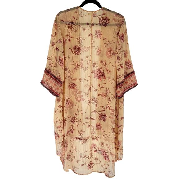 Maurices Cream and Blush Pink Open Front Kimono Cardigan Size S - Picture 3 of 6